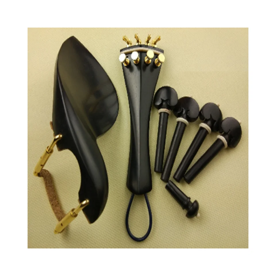 

New Ebony Violin Parts, High Quality, 4/4, Pegs, Tailpiece, chinrest, endpin, Free Shipping