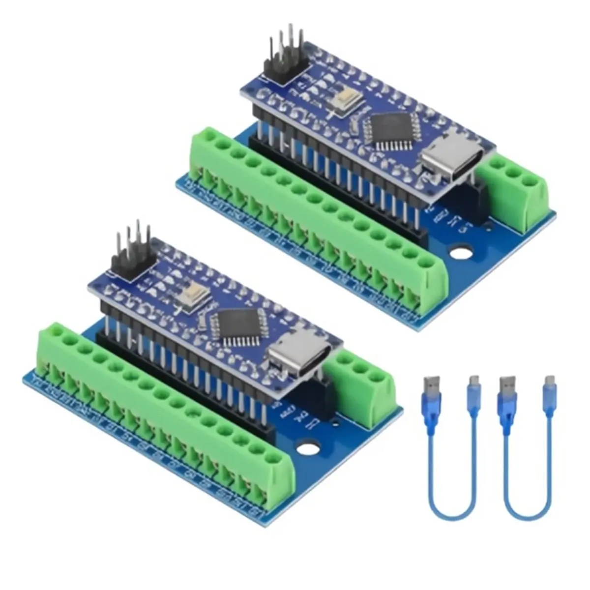 HDL 2 Pack Nano V3.0 CH340 ATmega328P Development Board with USB Cables & Nano Breakout Terminal Adapter