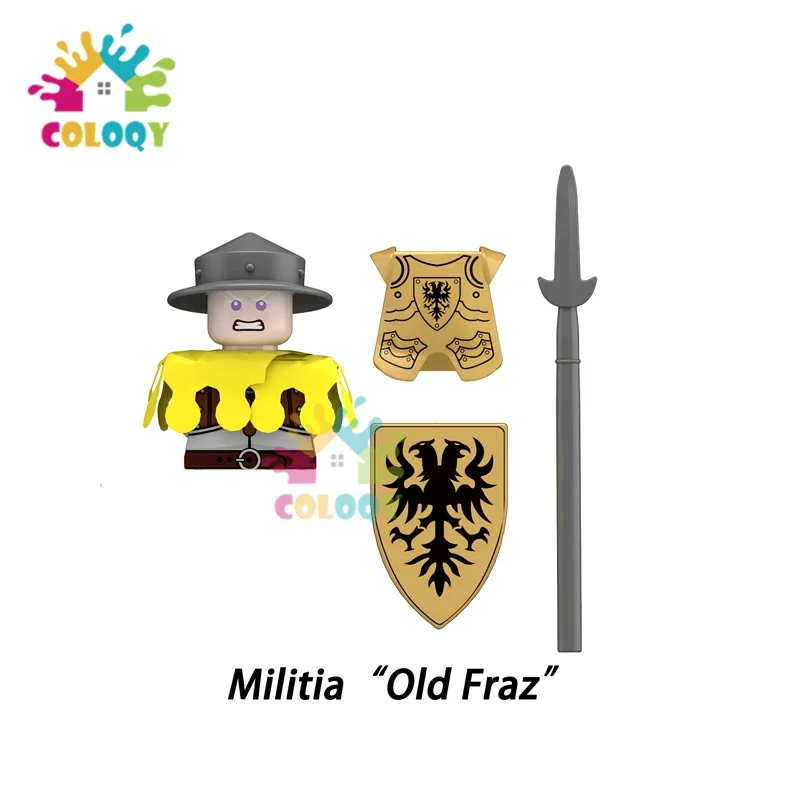 Neue Kinderspiel zeug mittelalter liche Burg Bausteine Miliz soldaten Mini-Action figuren Schild Kampfanzug Spielzeug für Kinder Geburtstag