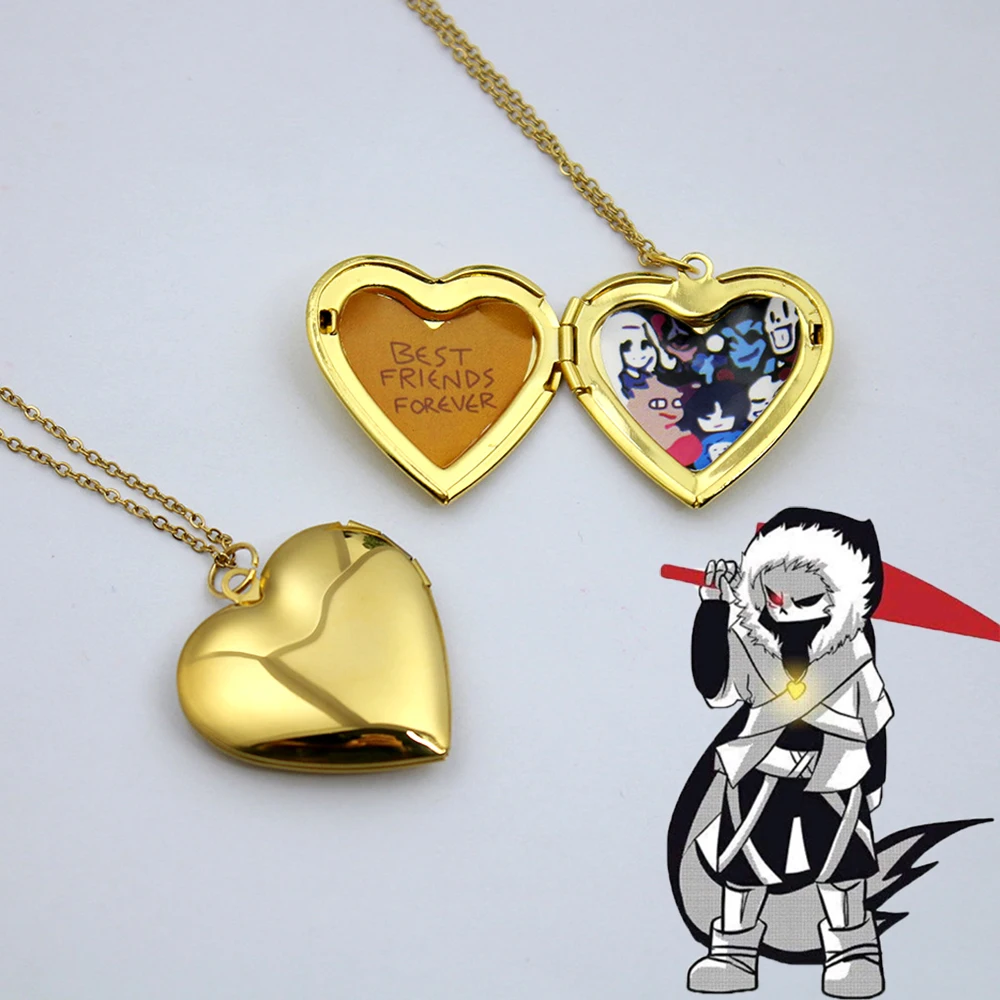 Game UNDERTALE Sans Cosplay Necklace Unisex Heart Family Photo Pendant Choker Jewelry Accessories Gifts