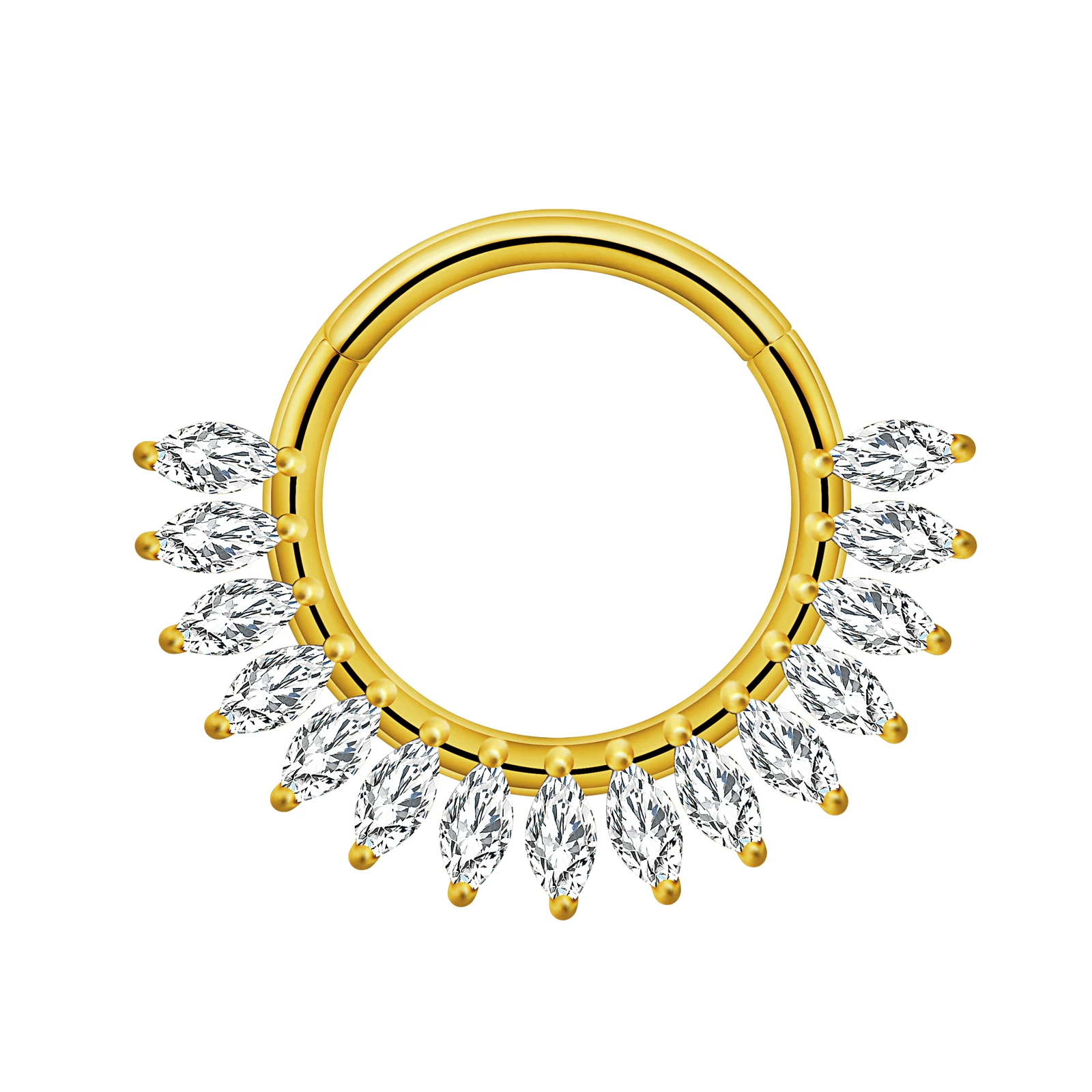 Stainless Steel Hinged Hoop Nose Rings with Butterfly Pattern