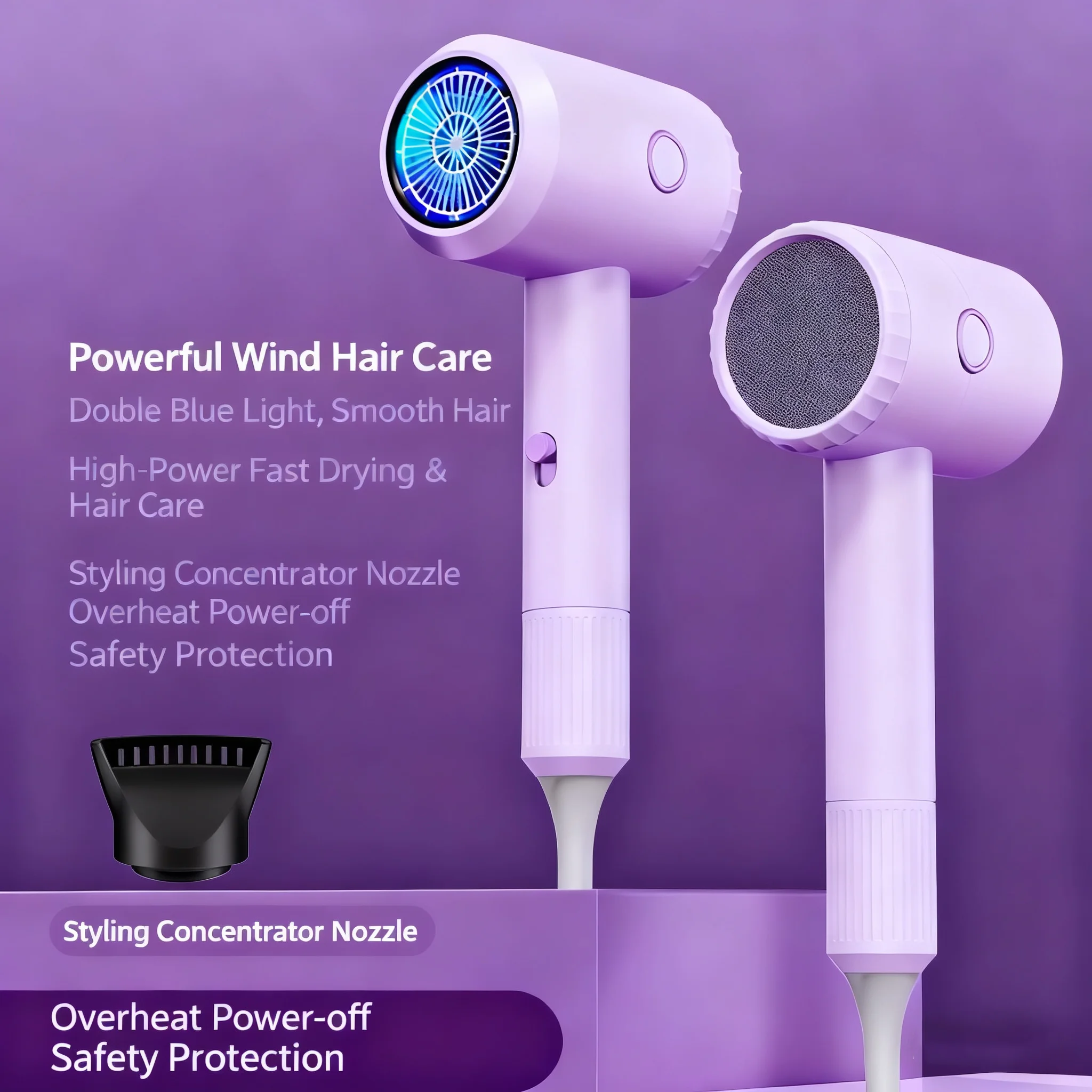Professional Home Salon Hair Dryer High Speed Negative Ionic Portable Mini Hair Dryer
