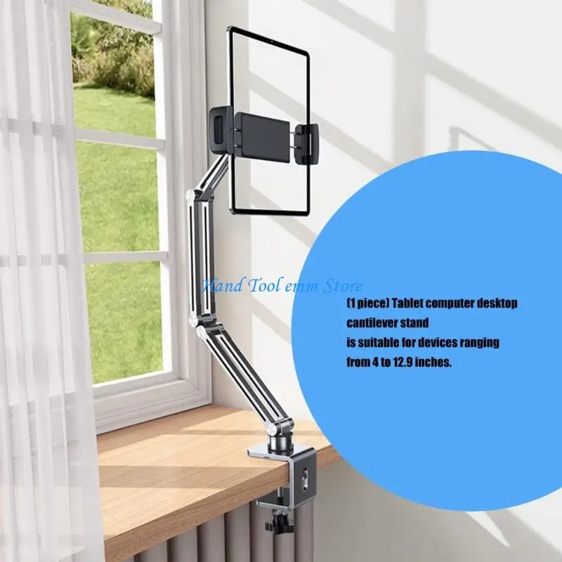 H37F Universals Aluminum Tablets Desk Mount Arm For Desks Clamps 4 To 12.9inch Screens