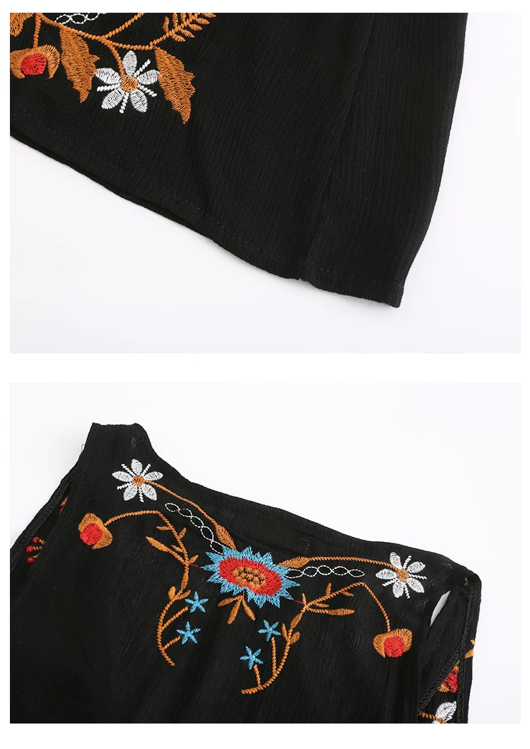 Sexy Beach Boho Mini Dress For Women Vintage Cotton Rayon Floral Embroidered Summer Dresses Sleeveless Strap Vestidos Robe SL168