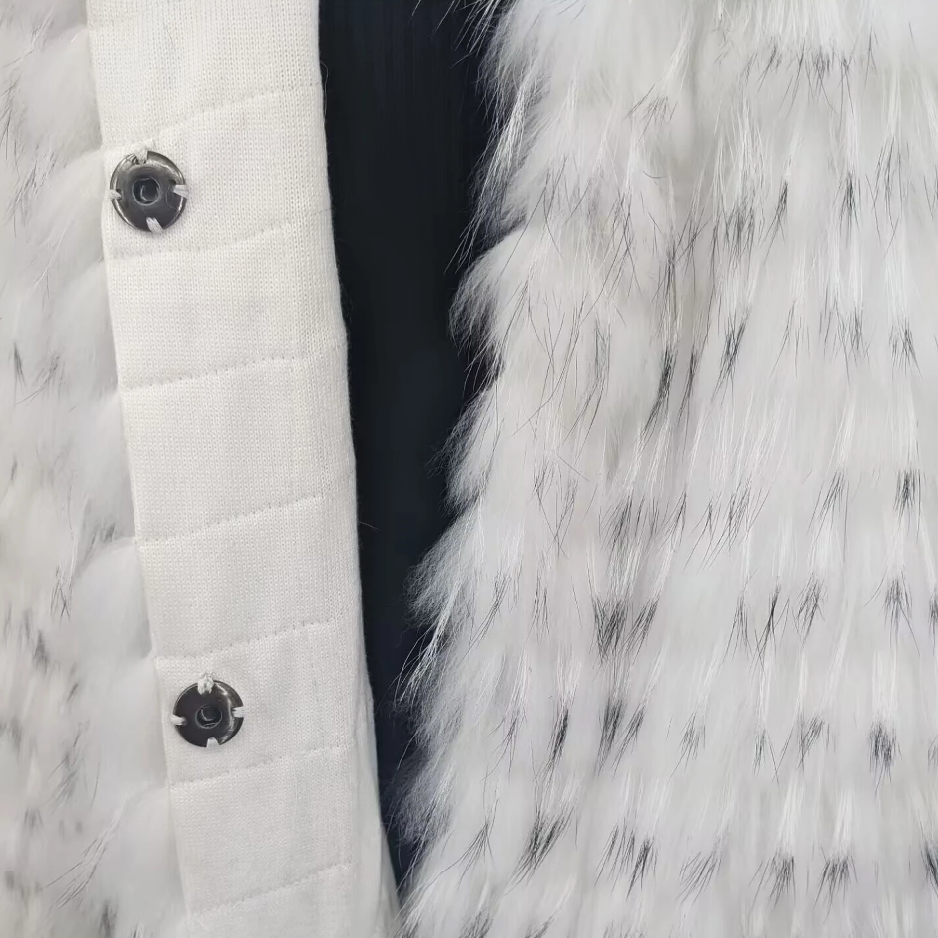Women's Striped Real Silver Fox Fur Coat, Long Cardigen with Wool Lining, Big Size Clothes, Elegant Outwear, Spring, Lux18A09164