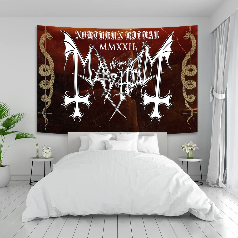 90×150cm Mayhems Norwegian Singer Background Tapestry Black Metal Euronymous Hellhammer Watain Women Men Flag Banner