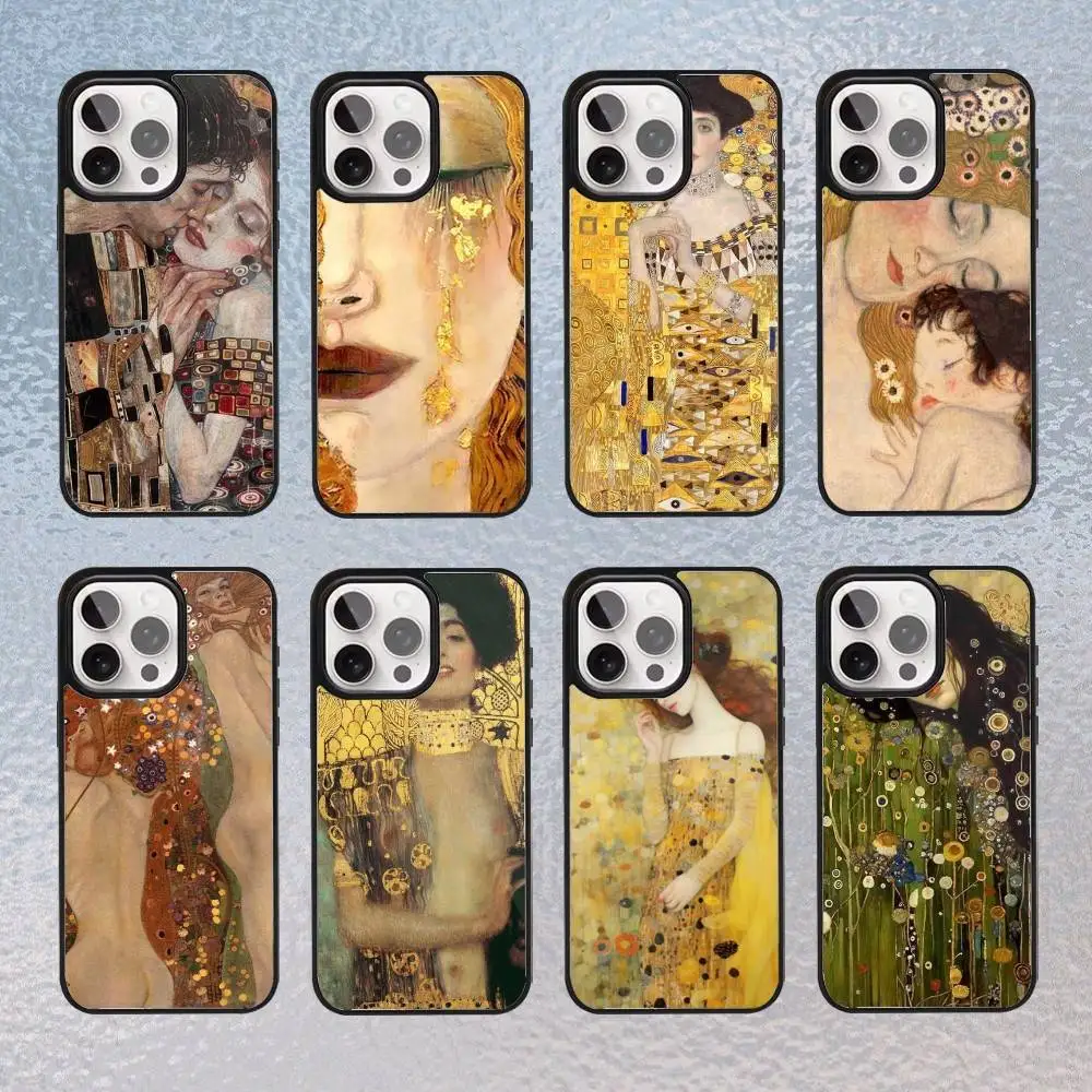 

Gustav Klimt Art Phone Case for iPhone 17,16,15,14,13,12,11 Plus,Pro Max Magnetic Wireless Charging Cover