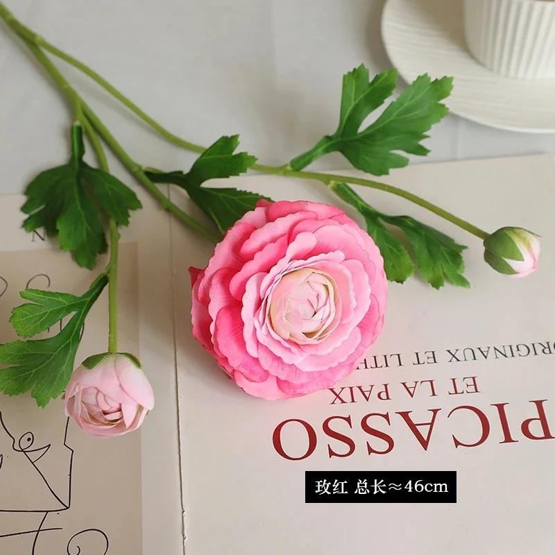 Artificial Fake Ranunculus Bouquet Pink, Faux Flowers Real Touch Lotus, Peony Wedding Party Home Table, Vase Decoration Decor