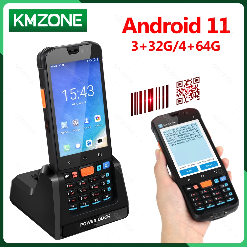 Android 11 Handheld Terminal Data Collector with 1D/2D Barcode Scanner Reader 4.0inch Screen 4G WIFI for Warehouse Scanning