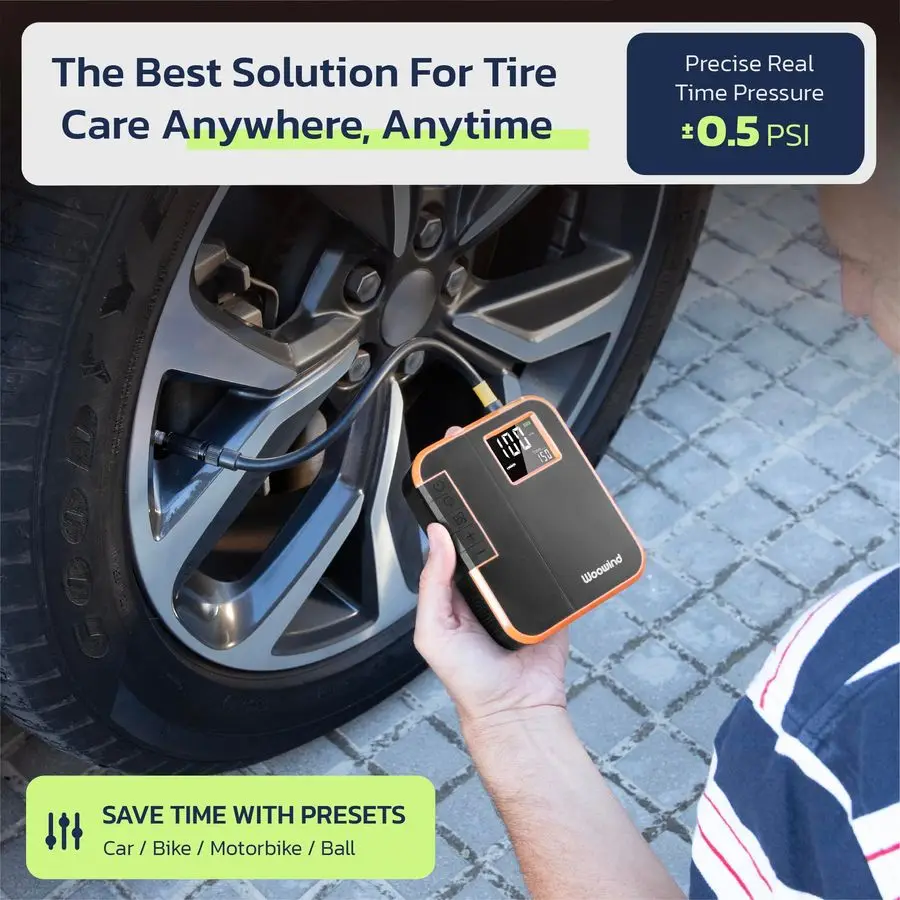 Tire Inflator Portable Air Compressor for Off Roading 150PSI Air Pump for Car Tires with Deflation Button, Auto Stop, and Quick