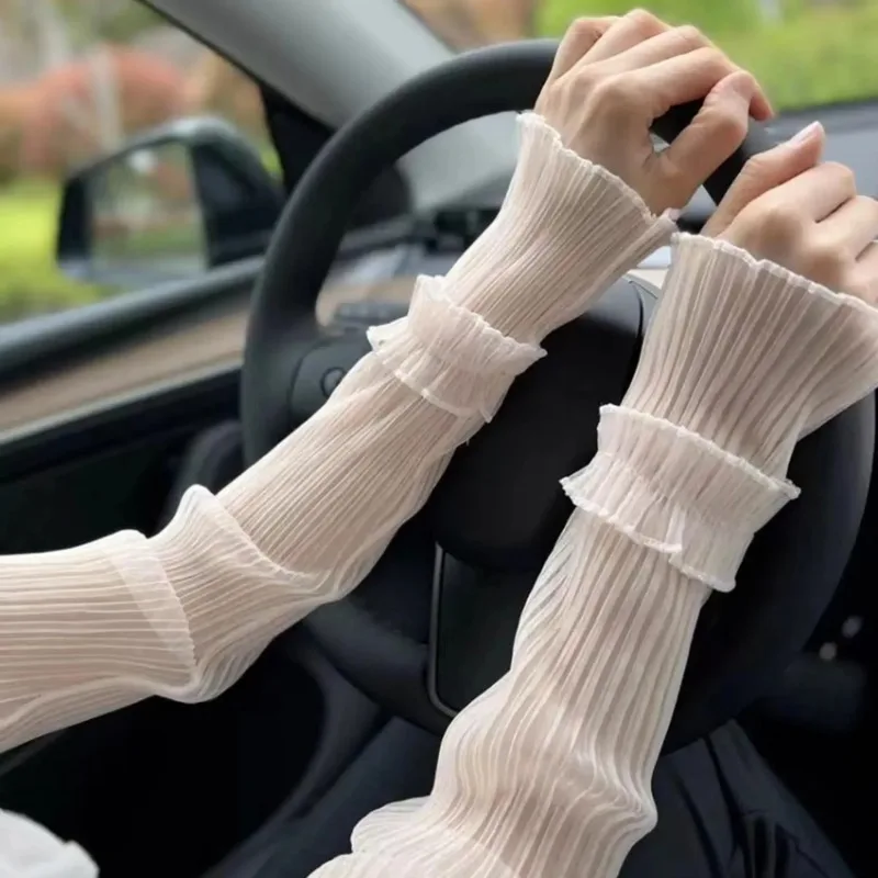 

Summer Long Sun-protective Sleeves Sunscreen Breathable Mittens Lady Sun Protection Fingerless Thin Lace Mesh Arm Sleeve Anti-UV