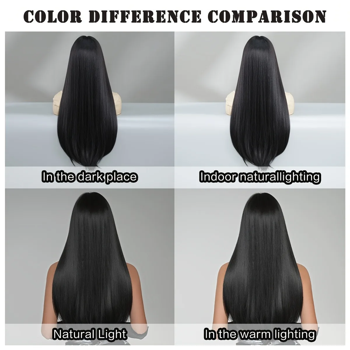 باروكة صناعية سوداء مستقيمة بطول 26 بوصة مع غرة - باروكة منفوشة مقاومة للحرارة للنساء، رائعة لحفلات الهالوين اليومية #5