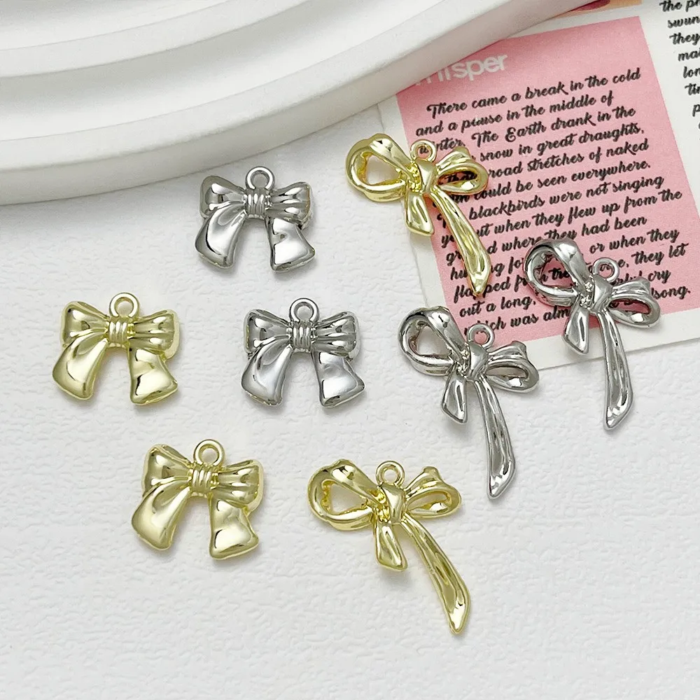 

Cold Refreshing Alloy Three-dimensional Ribbon Bow Pendant Earrings Jewelry Necklace Bracelet DIY Simple Accessory Materials