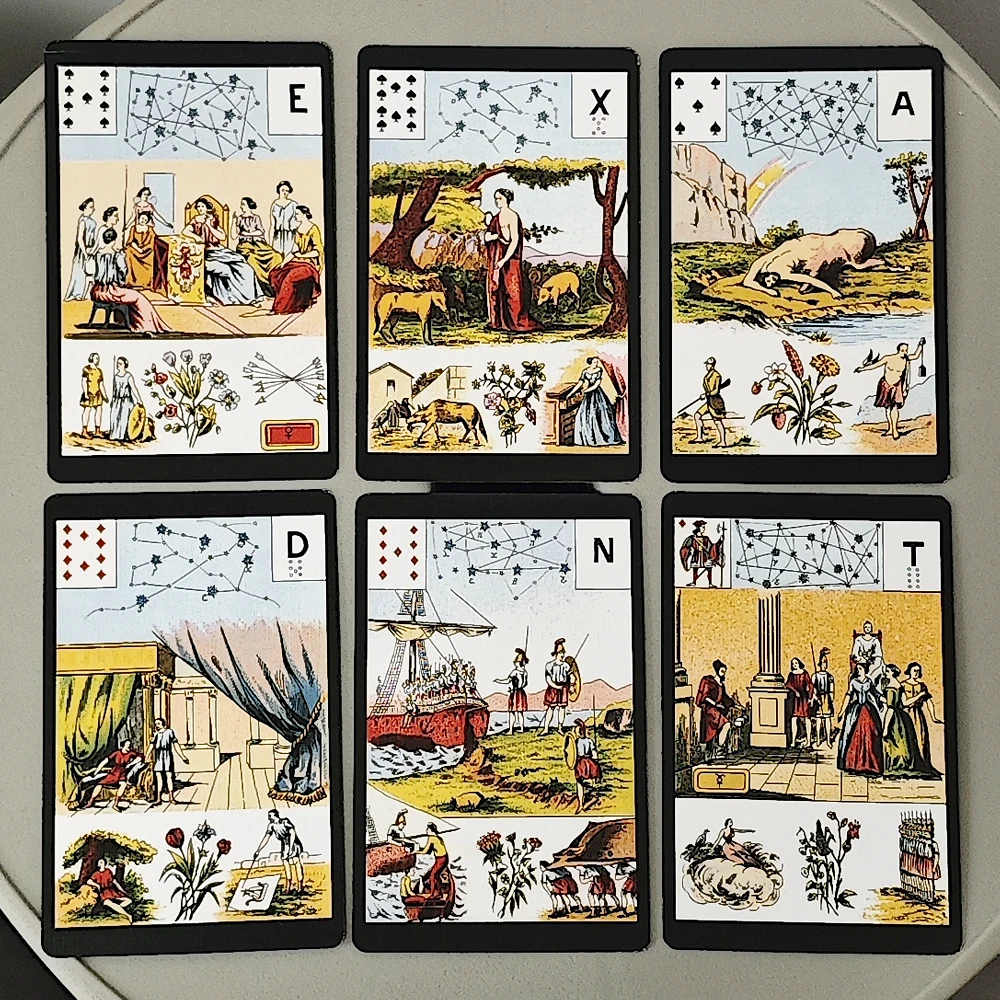 Grand Jeu De Mlle Lenormand Deck 54 Pcs Lenormand Oracle Cards Printed on 350GSM Double Embossed Cardstock - 9*6cm