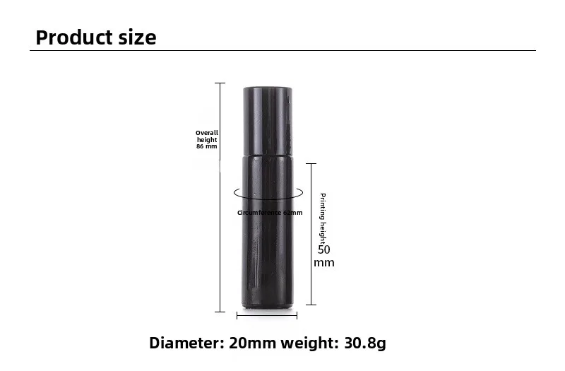 1PCS 10ML Black Glass Essential Oil Roller Bottle, Matte, Refillable, Roller Perfume Sample Bottle, Eye Cream Bottle