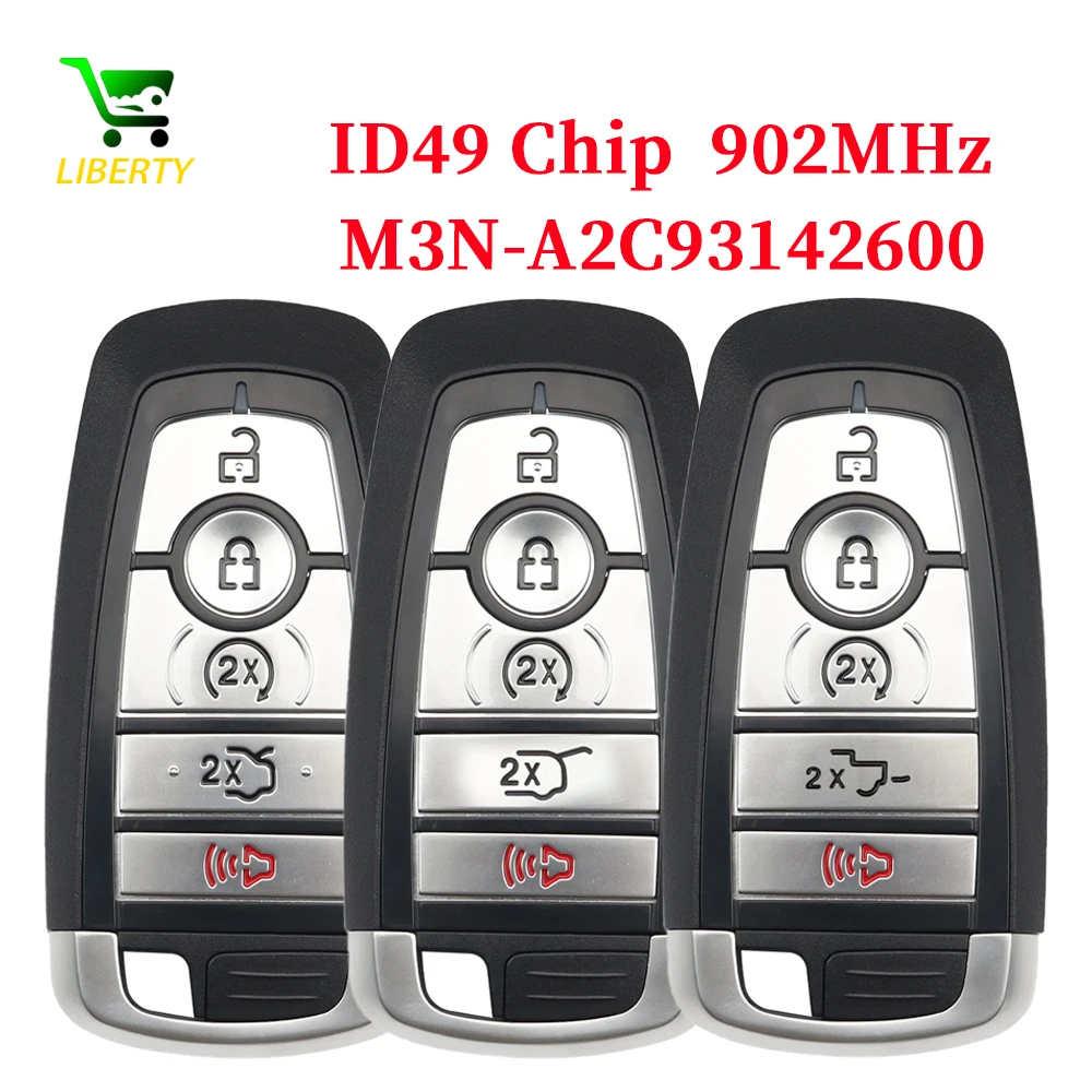 Chiave remota per auto di prossimità Liberty 902 MHz ID49Chip M3N-A2C 93142600   Per Ford Explorer Edge Spedizione Fusion Mustang Mondeo