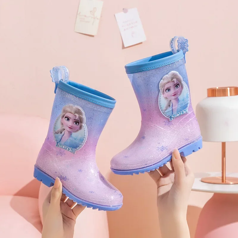 Disney scarpe da pioggia per bambini ragazze frozen elsa Princess scarpe da acqua antiscivolo per l\'asilo per studenti delle scuole elementari