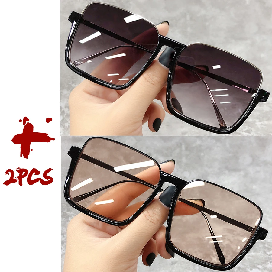 Sonnenbrille Damen 2026 – Große quadratische Fassung, luxuriöses Markendesign, Farbverlauf, Vintage-Sonnenbrille für Damen, Herren, Unisex – Detail 27