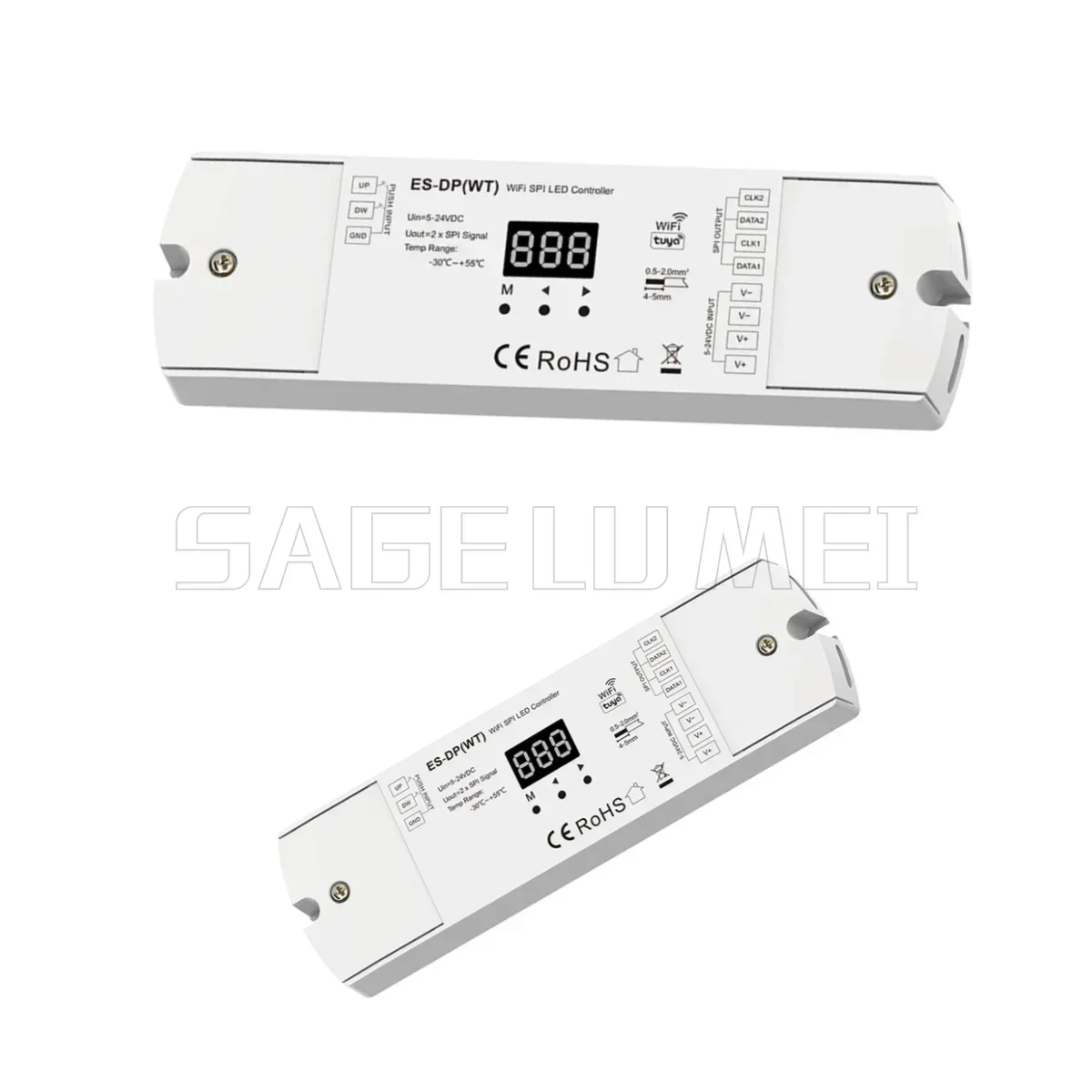 SPI LED تحكم ES-DP(WT) 5-24VDC WiFi المزدوج دفع زر أضواء لدرجات السلم تويا APP التحكم ل WS2812/2811 RGB أو شريط الضوء الأبيض #3