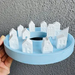 Cute Castle House Aroma Plaster Mold Mini Building House Home Resin Ornaments Star Cement Candle Silicone Nordic Style