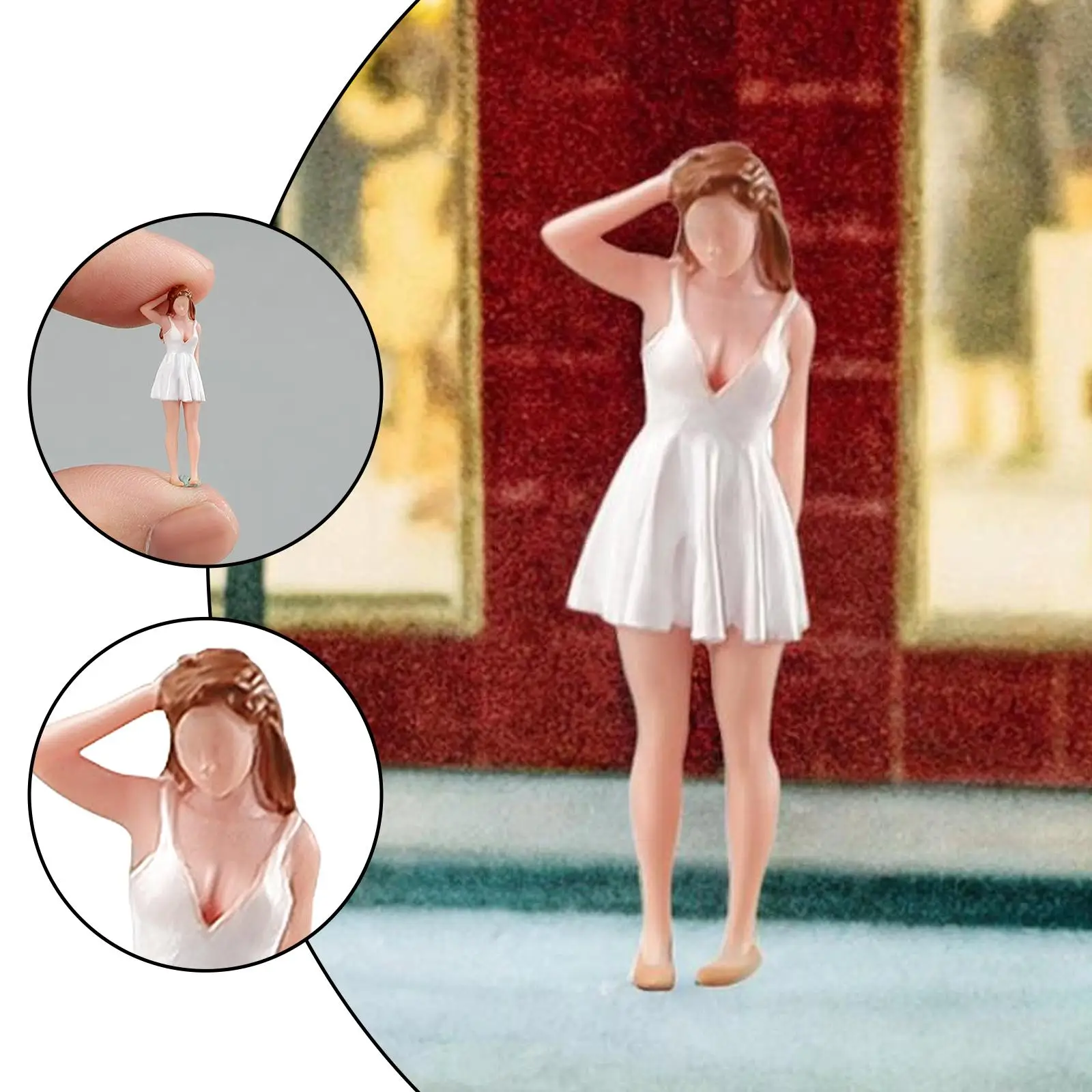 

1/64 Girl Model Resin Tiny People Model for Sand Train Station Layout