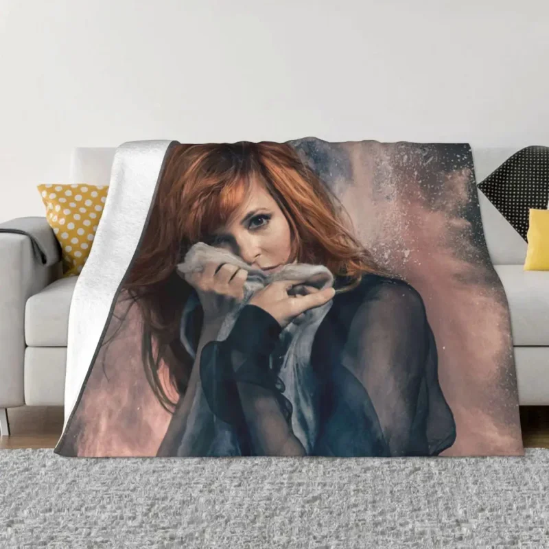 Mylene Farmer Blanket Soft Fleece Autumn Warm Flannel Throw Blankets for Sofa Car Bedroom Quilt