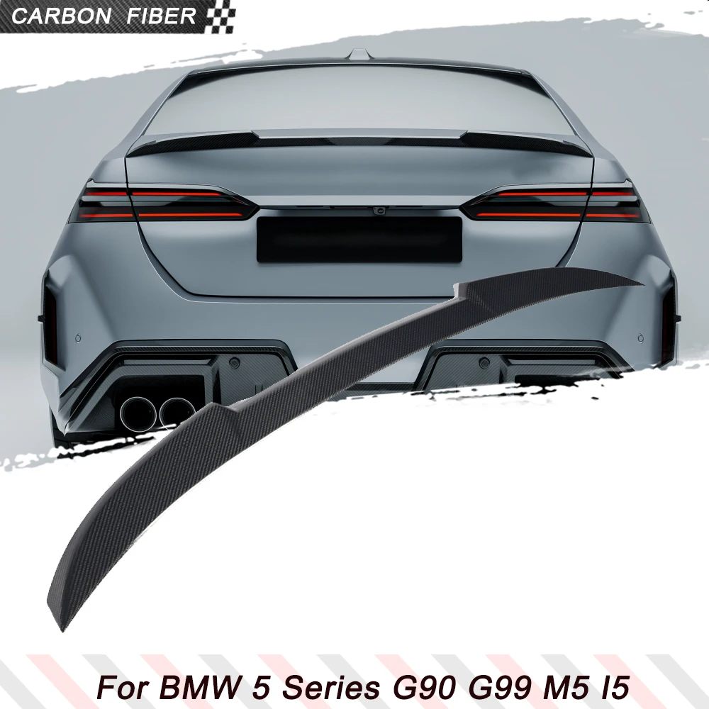 

Carbon Fober Car Rear Trunk Racing Spoiler for BMW 5 Series G60 G90 M5 I5 2024 2025 Car Trunk Spoiler HighKick Lip Boot Wing