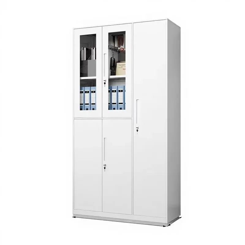 White 5 Door Steel Filing Cabinet Lockable Adjustable Shelves Removable Metal Storage Cupboard for Office Documents