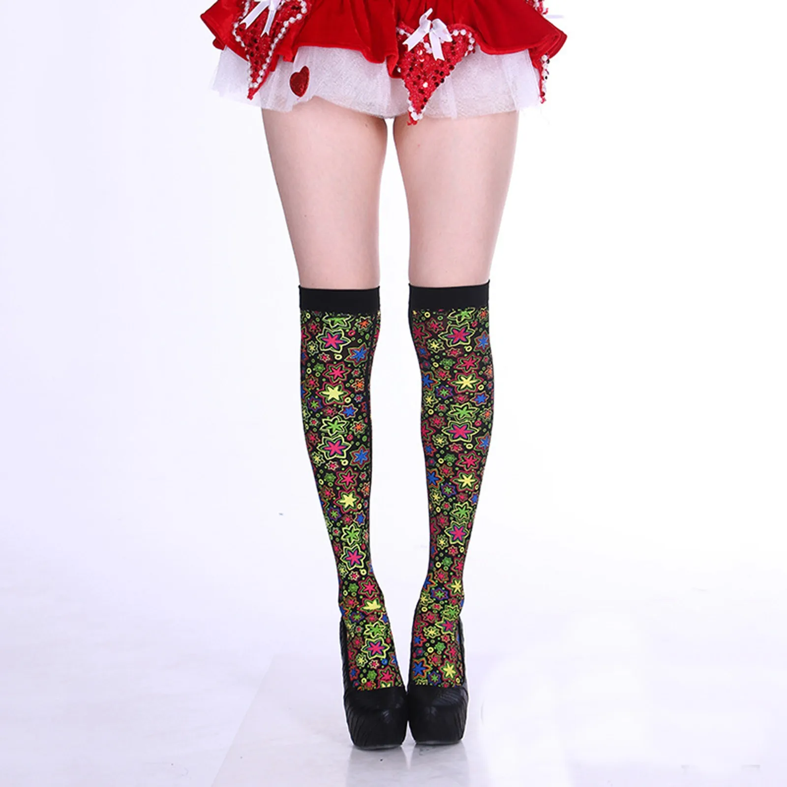 Christmas Stockings Party Knee Socks Christmas Plush Doll Knee Socks Bow Stockings Family Christmas Stockings