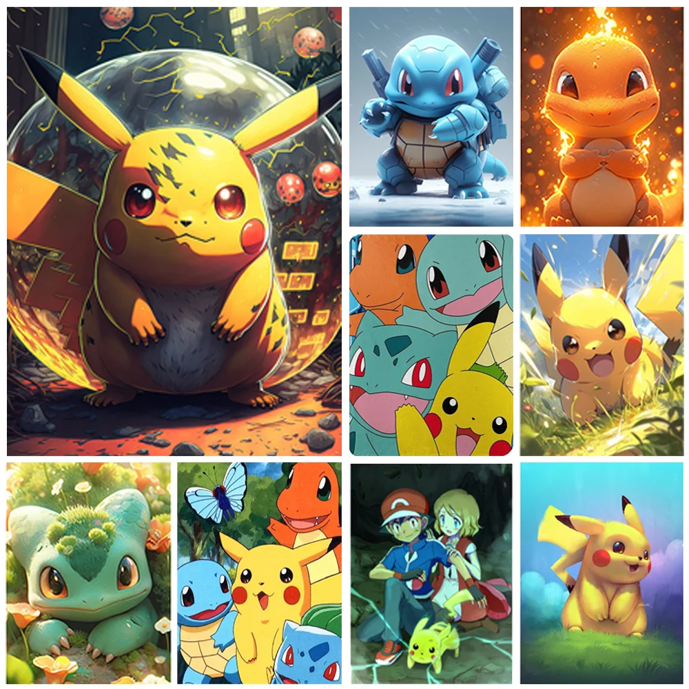 

Набор для творчества «Покемон 5D DIY»: Алмазная вышивка с Пикачу, полнокруглые стразы, мозаика, картина, подарок для декора дома