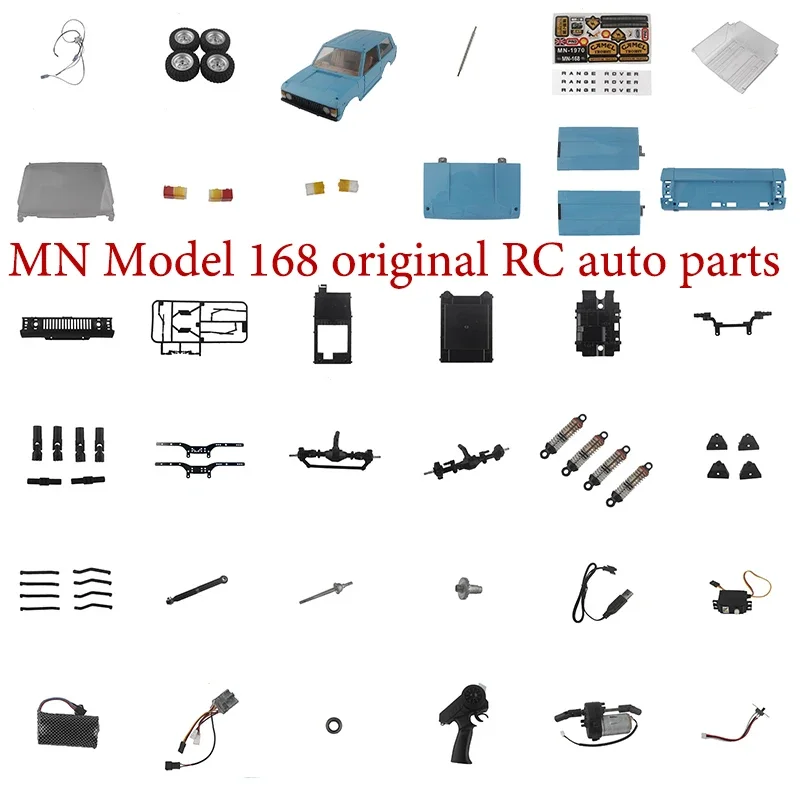 MNModel168 Oryginalna obudowa części samochodowych RC Przedni i tylny mostek Modulacja elektryczna Odbiornik Podłączony pręt Beam Motor Wave Box