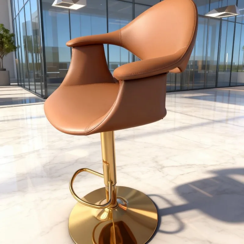 Bar Stool Lift Rotate Modern Minimalist Backrest Chair Household Kitchen Dining Chair Fashion Living Room Tall Stool