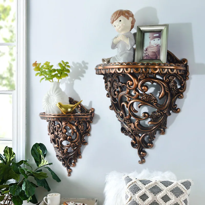 

Creative European-style Hollow Pattern Ledge Table Home Three-dimensional Partition Background Wall Hanging Handicraft Rack