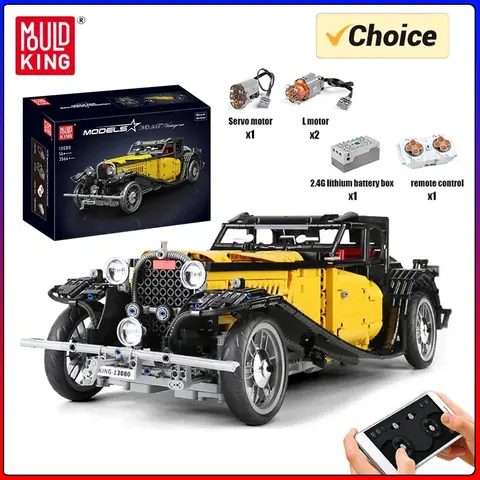MOULD KING 13080S Technical Car Building Blocks T50 Vintage Car MOC-25153 Bricks Model Educational Toys For Kids Birthday Gifts