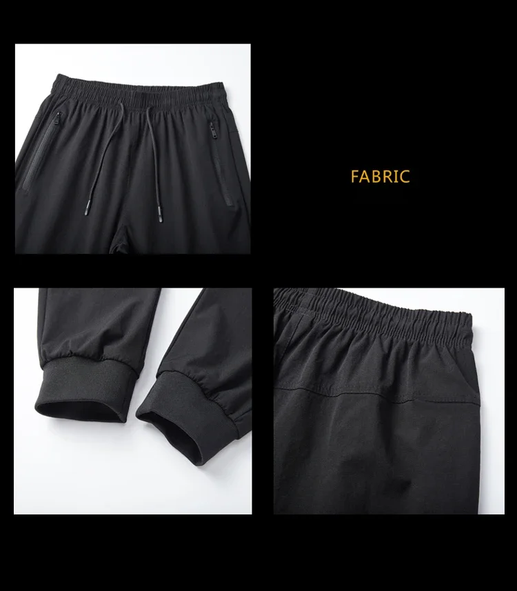 Simple Zippered Pocket Men's Solid Color Pants Business Stretch and Versatile Jogging Bottoms Classic Black Sports Men's Slacks