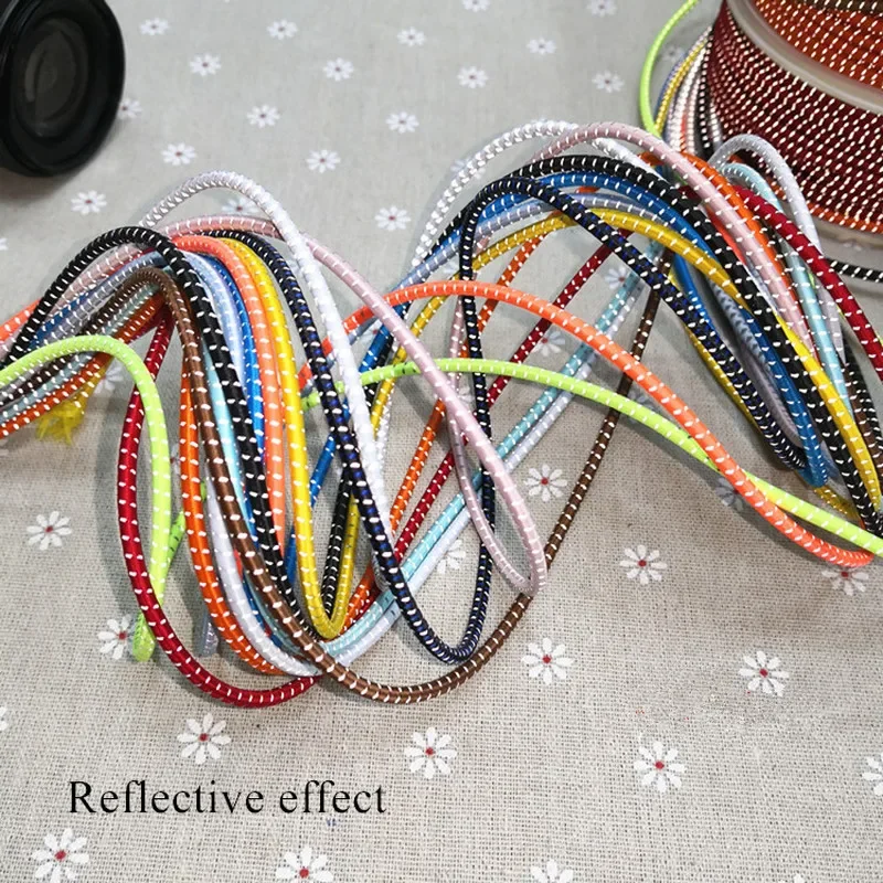 3Yard colorato riflettente 2.5mm rotondo elastico corda corda elastica elastico linea elastica lacci delle scarpe fai da te accessori per cucire