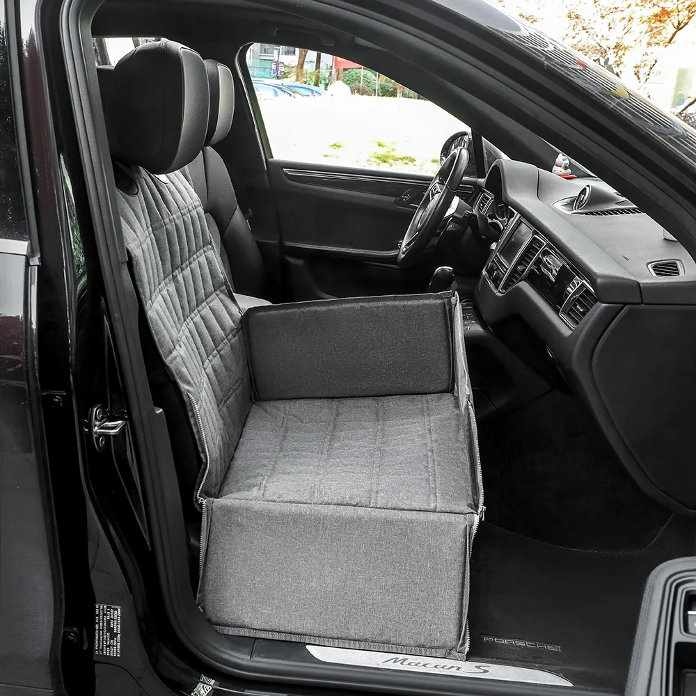 Front Passenger Seat Dog Enclosure for Car, Water-Resistant Pet Barrier with Padded Base, Non-Slip Bottom and Side Panels