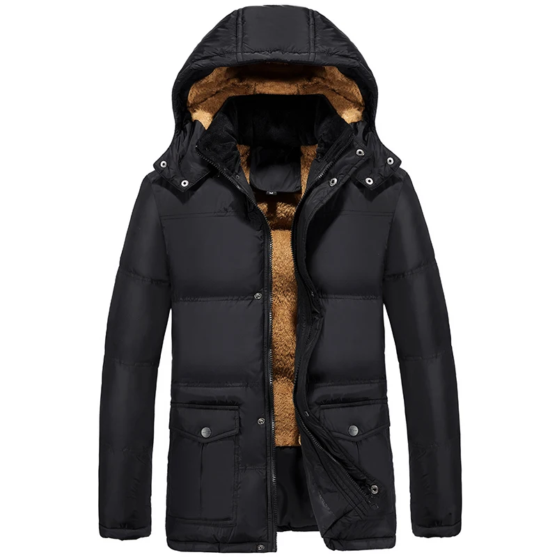 

Mens Multi Korean Trend Parkas Mens Winter New Down Cotton Coat Cold Proof Fleece Lined Thick Coat Handsome Parkas