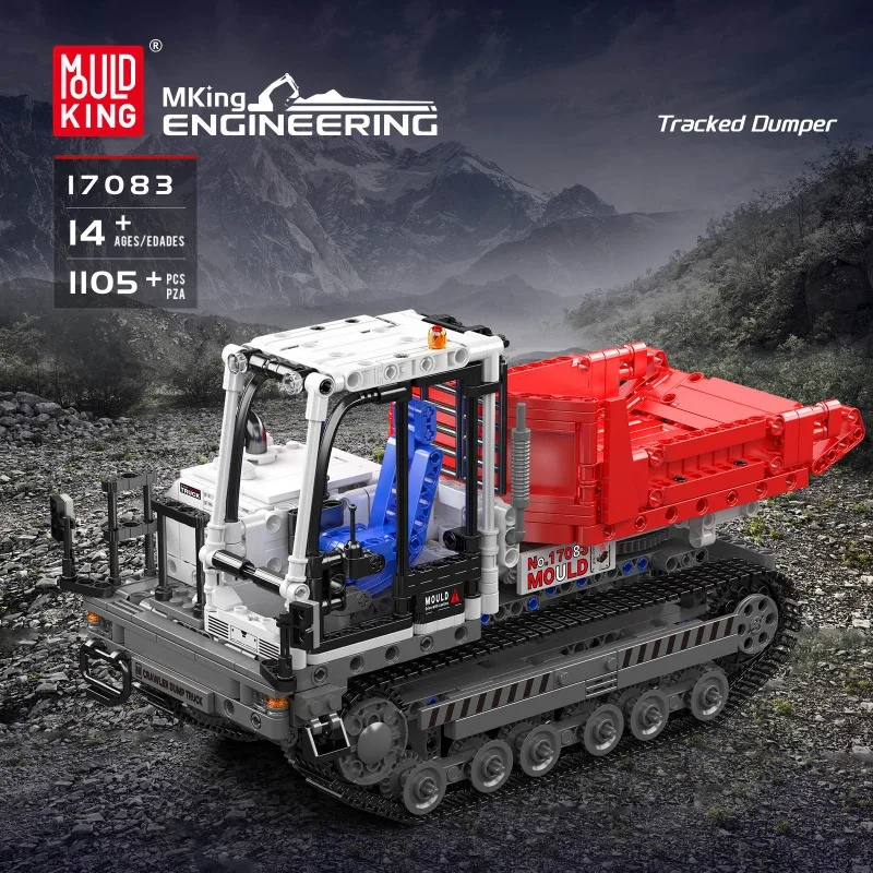 MOLD KING 17083 Autocarro con cassone ribaltabile cingolato motorizzato 1105PCS Blocchi tecnici Giocattolo di ingegneria RC per bambini Regalo di Natale per adulti