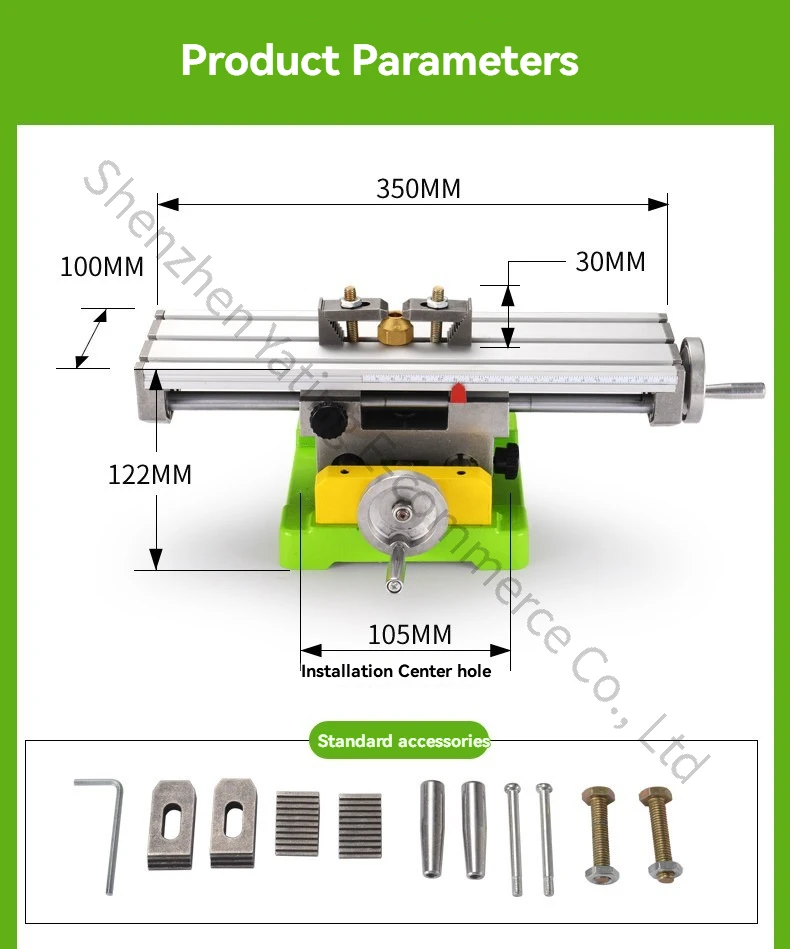 Precision cross-slide work table, Model 6350, bracket-type mini/micro multi-functional milling machine work table