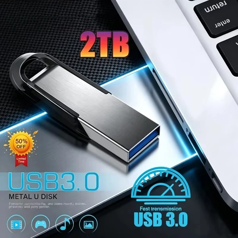  High Speed Pendrive USB Flash Drive Metal U Disk 2TB Type-C Memory Stick 512GB Waterproof Storage Data Transfer For Car