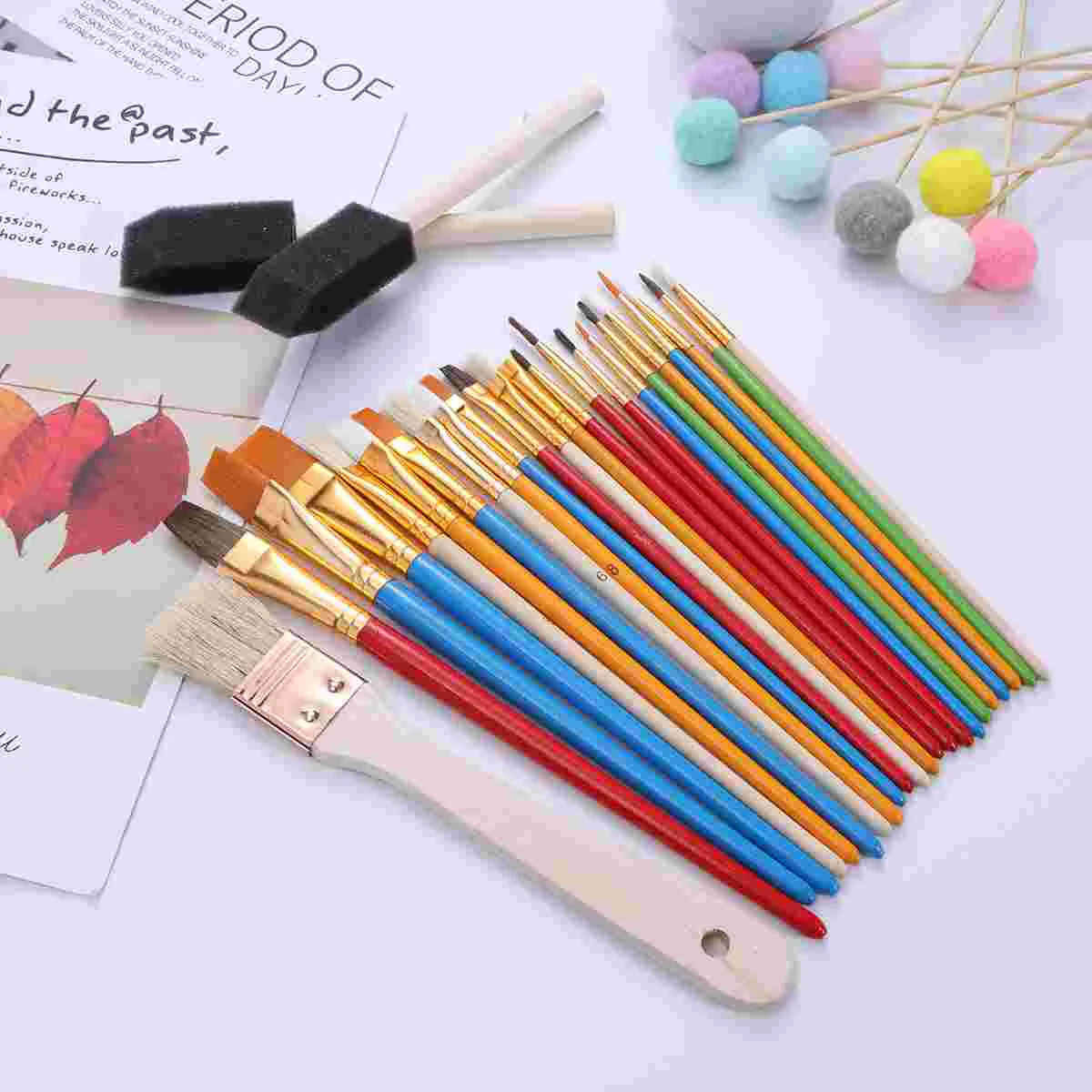 

25 Pcs Beginner Brush Set Painting Kids Supplies Gouache Craft Brushes Bamboo Model