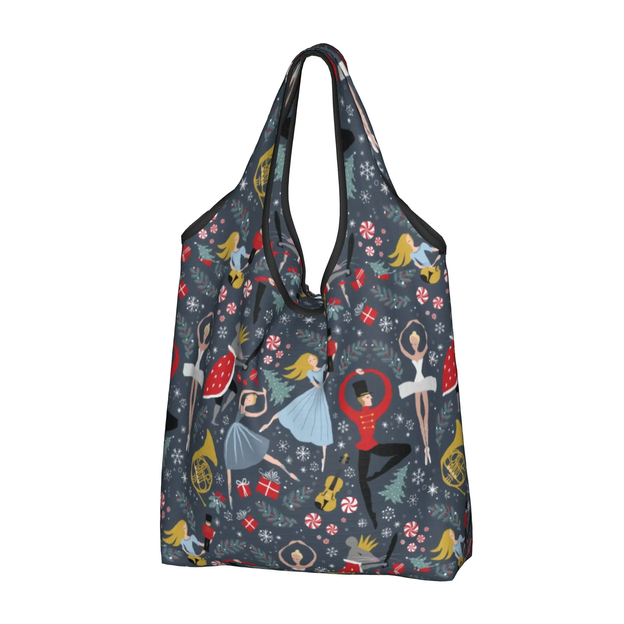 Recycling Nutcracker Ballet Dancer  Shopping Bag Women Tote Bag Portable  Groceries Shopper Bags