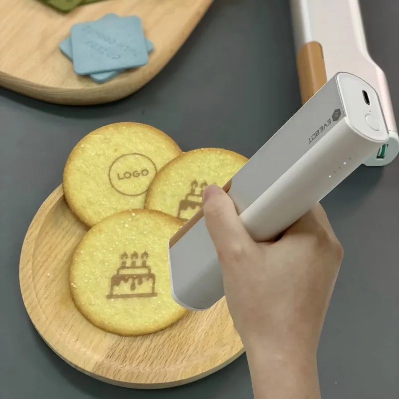 

EVEBOT Food Grade Inkjet Printer Print Size 26*1000 MM With Steel Ruler Handheld HD Printing Pattern LOGO On Coffee Cake Beer