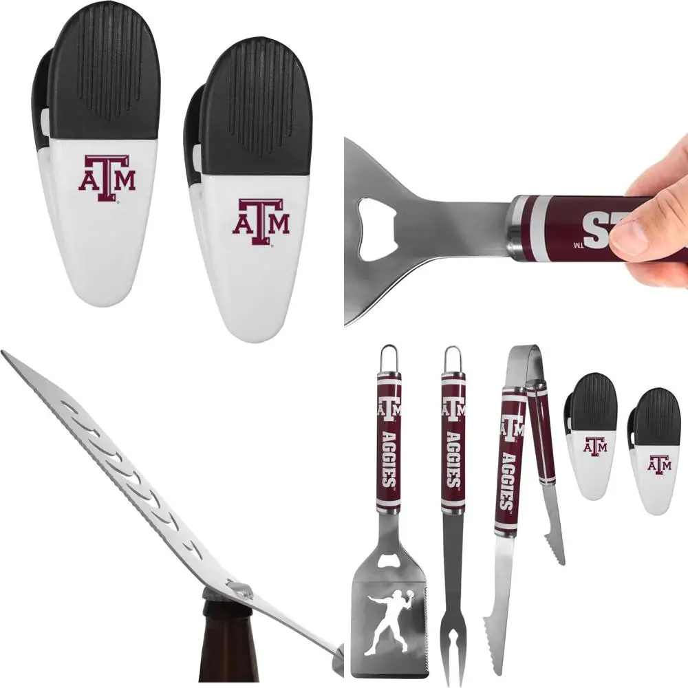 

Texas A&M Aggies 3-Piece Steel BBQ Tool Set with Chip Clips, Team Color