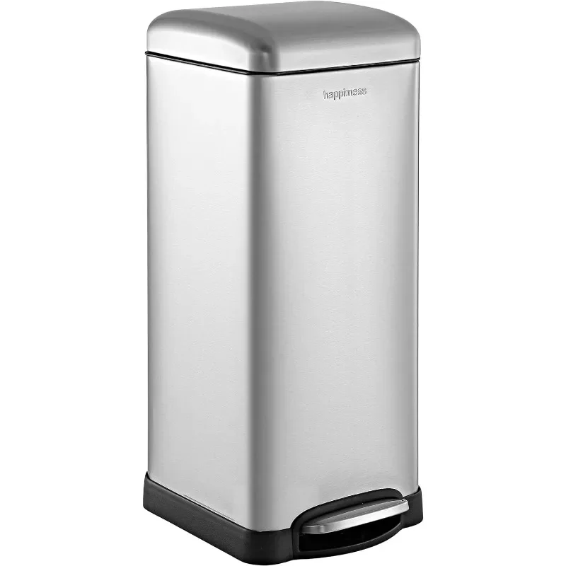 8-Gallon Step-Open Trash Can with Soft-Close Lid, Fingerprint Resistant