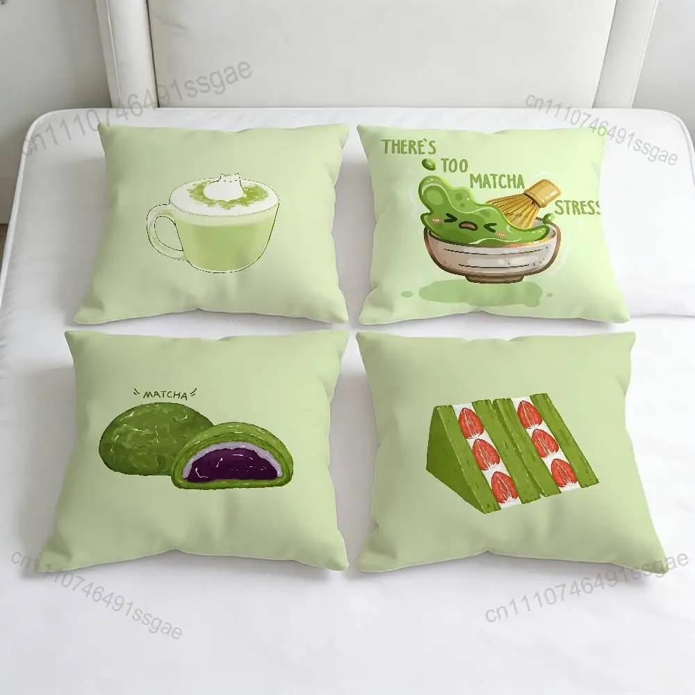 

Green INS Style M-Matcha Cake Square Pillow Case Soft Decorative Throw Pillow Cover for Home Sofa Bed