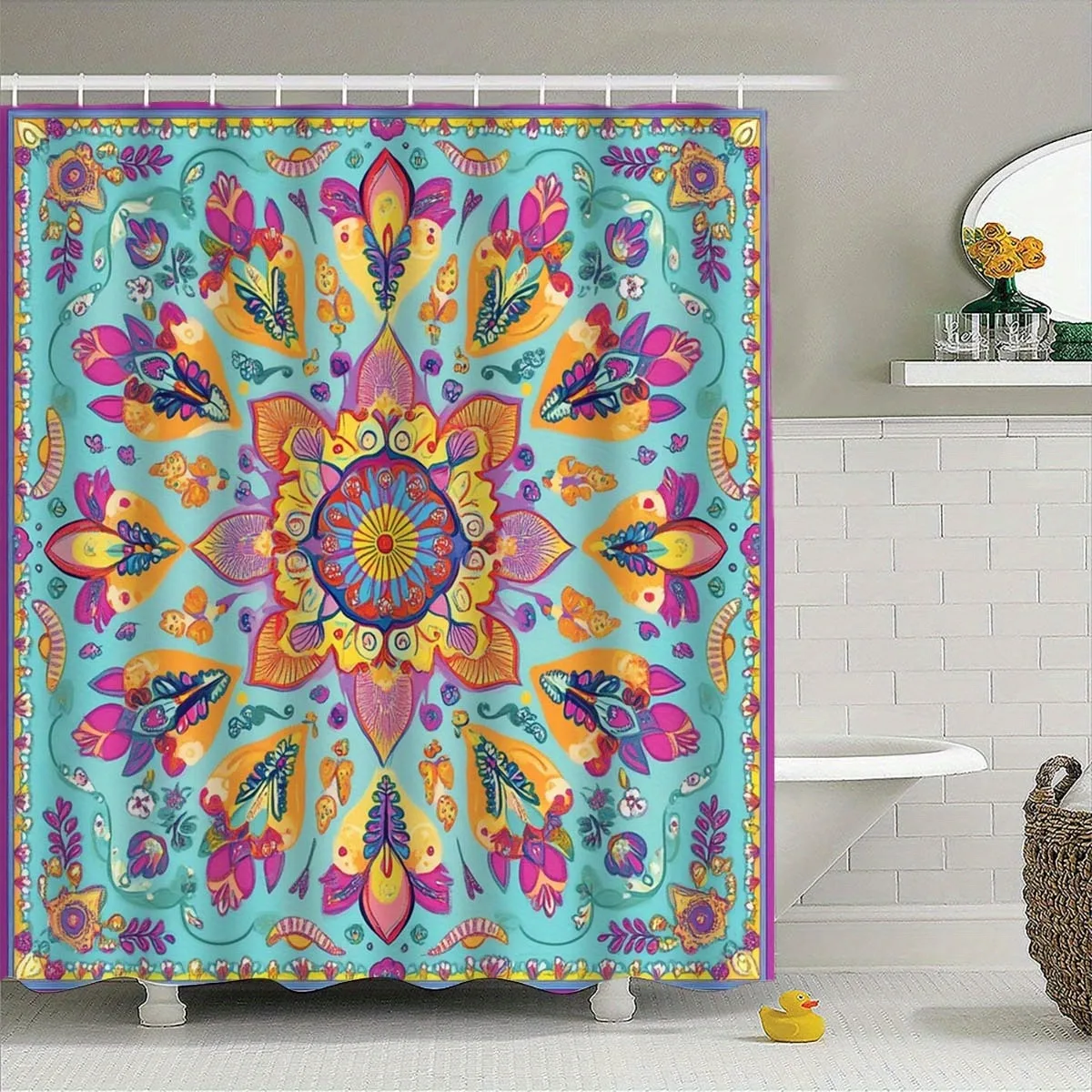 

Абстрактные ретро цветочные узоры Занавеска для душа Моющаяся грязеотталкивающая насадка для душа водонепроницаемая полиэстеровая занавеска для ванны