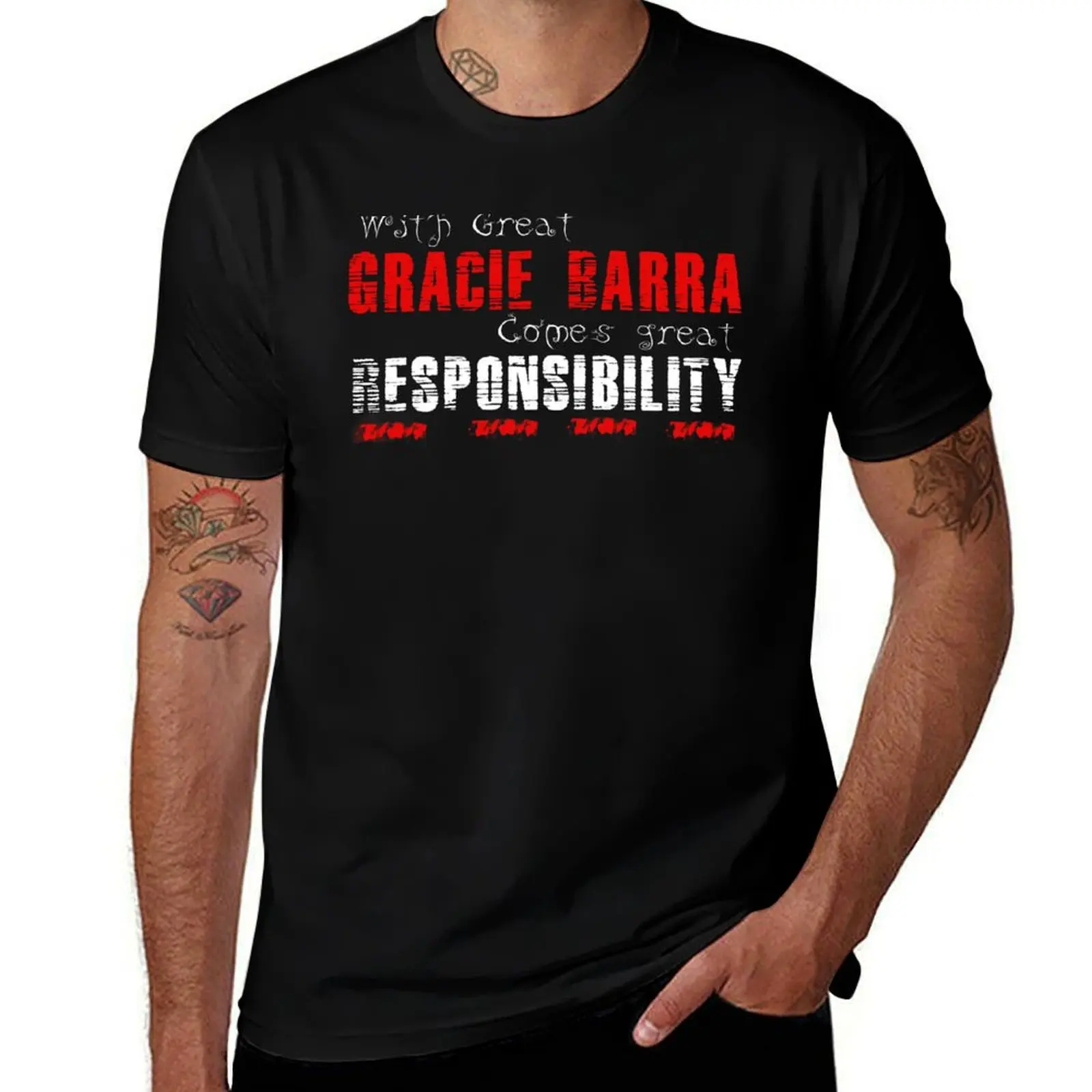 

With great Gracie Barra comes great responsibility T-Shirt funny t shirts dark humor cotton t shirts high quality