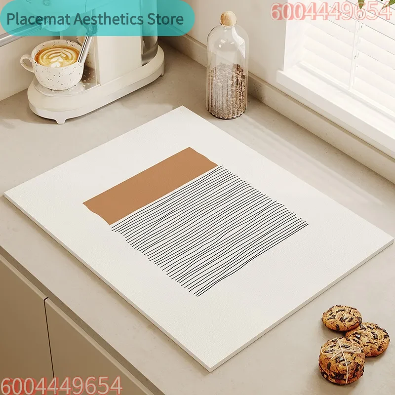 White Color Diatomite Drying Mat Super Absorbent Countertop Pad Kitchen Sink Dish Drying Coffee Machine Easy Decor